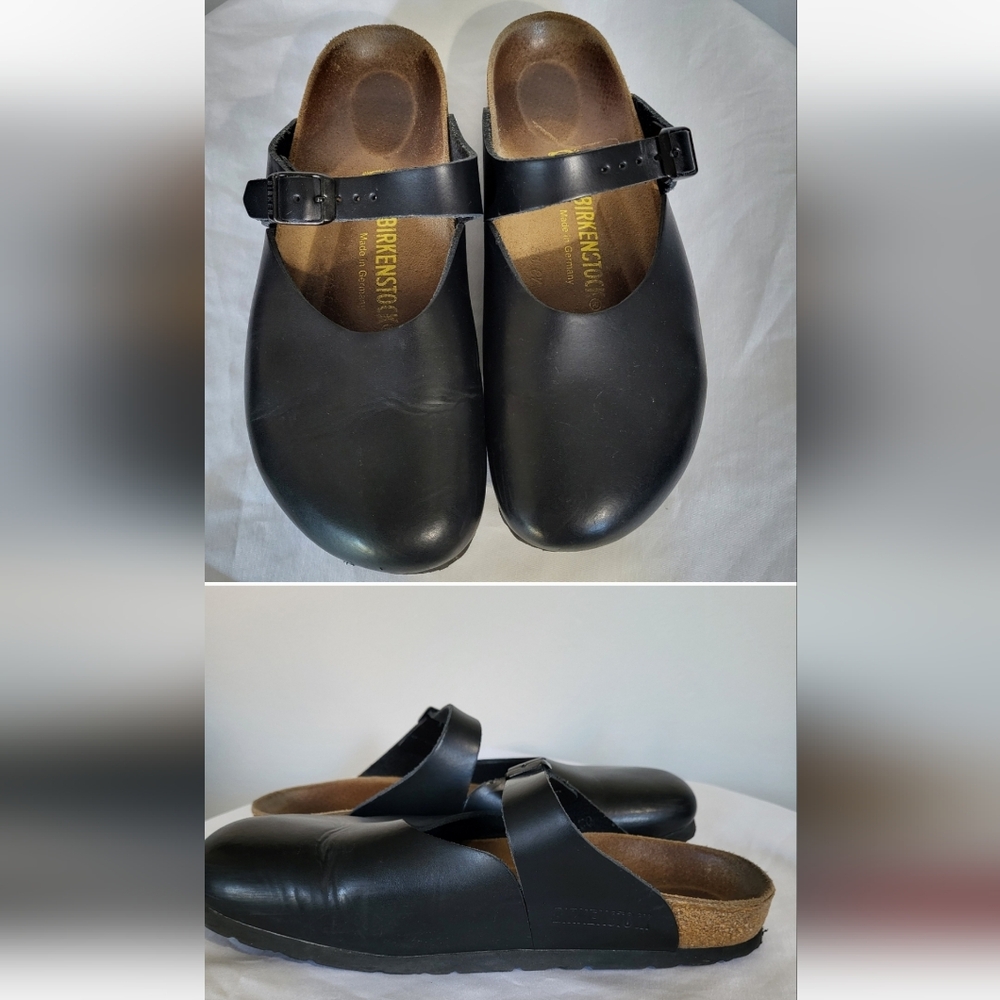 Birkenstock Rosemead Clog Black Leather Ladies 7 Men 5 Narrow Fit
